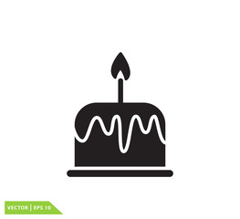 Birthday cake icon vector logo template