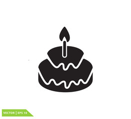 Birthday cake icon vector logo template