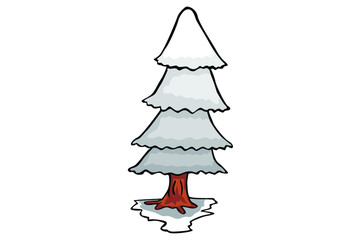 vector illustration of a tree in winter