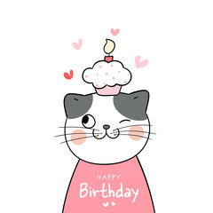 Draw cat and cupcake on head for birthday.