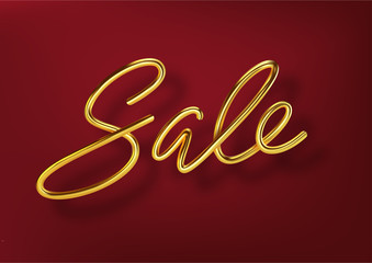 3D Realistic golden sale. Golden metallic Lettering for banner design. Template for products, advertizing, web banners, leaflets, certificates and postcards. Vector illustration