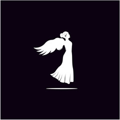 Silhouette of Beauty Woman Angel Logo design