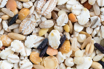 colorful mixed raw grain closeup detail view background