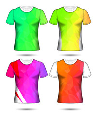  t-shirt templates abstract geometric collection of different colors polygonal mosaic