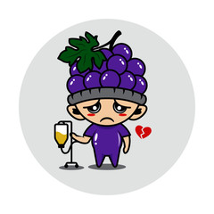 Grape fruit mascot cute characters activity illustration