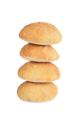 Fototapeta na wymiar stack of ciabatta bread rolls on a white background