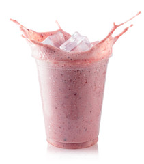 strawberry milkshake in glass