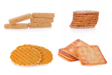 Crackers cereals,biscuits isolated on white background.