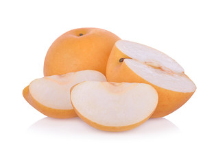 Pear fruit over white background