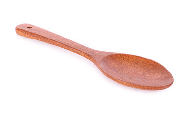 Wooden ladle isolated on white background.