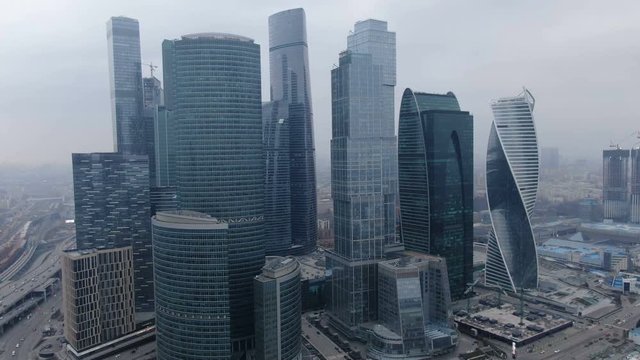 Panorama of Moscow city from the Dorogomilovsky bridge