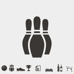 bowling pins vector icon bowling sport
