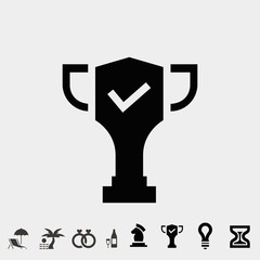 checked trophy cup vector icon with free bonus icons