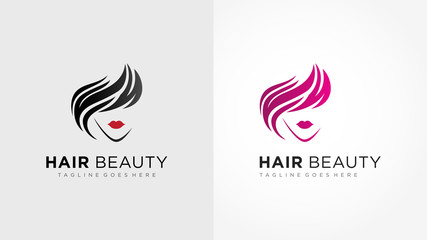 Woman with Short Hair Silhouette. Usable for Beauty Salon, Cosmetic and Spa Center Logos. Flat Vector Logo Design Template Element.