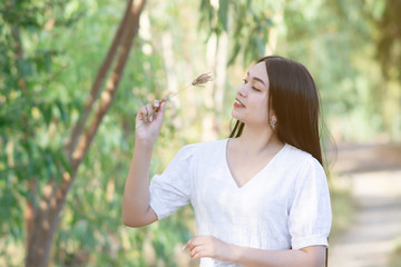  Beautiful Woman Relaxing Happy Enjoying Nature