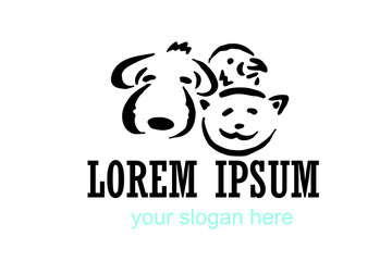innovative and creative, minimalist animal logo. can use animal clinics, petshop and veterinarian. black and white simple stylish logo.