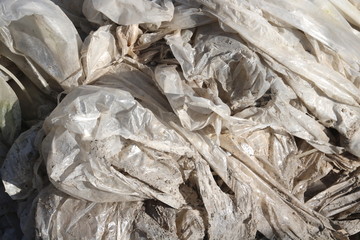 Old dirty scary polyethylene as symbol of future environmental disaster due to use of plastic