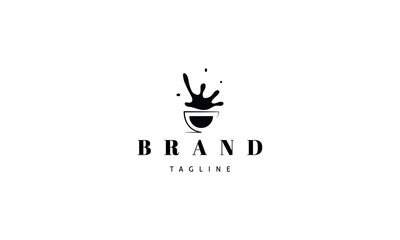 Fototapeta premium Vector logo on which an abstract image of a cup of splashed coffee.