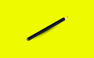 Colorful pencil with shadow, isolated on yellow