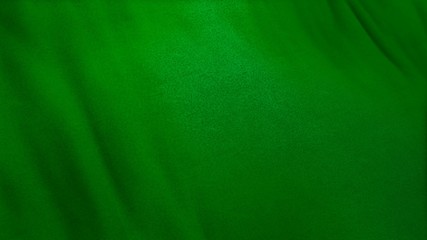 green flag cloth in full frame with selective focus. 3D Illustration of viridescent grassy colored garment with clean natural linen texture for background banner or wallpaper use.