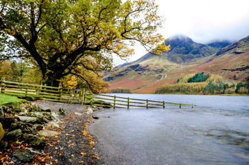 The west shore of Lake Buttermere with mount Haystacks in the background 