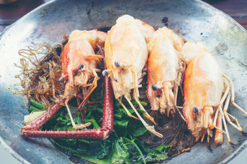 Baked Shrimp with Glass Noodles, Thai food