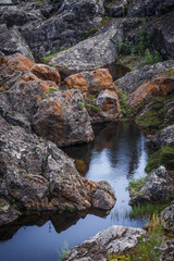 Rocks and remnants of a dry river at Döda Fallet in Sweden