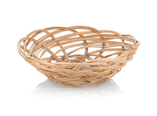 vintage weave wicker basket isolated on white background