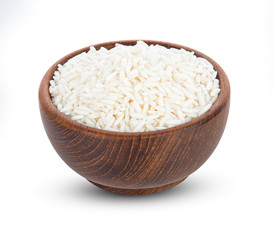 rice in bowl isolated on white background