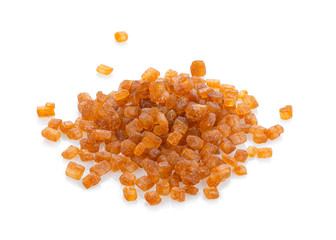 Pile of Brown caramelized sugar on  white background