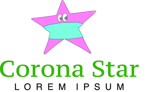  simple logo of a star wearing masker to avoid corona virus