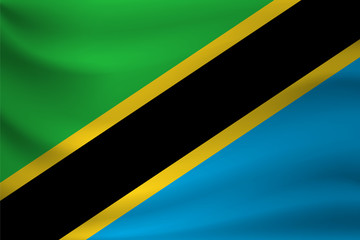 Waving flag of Tanzania. Vector illustration