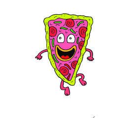 delicious pizza character design and mascot. cartoon vector. logo.