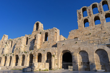 Herodus Atticus theatre entrance under Acropolis, Athens, Greece
