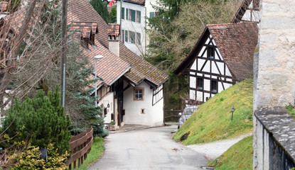 Fototapeta na wymiar Picturesque village in western Switzerland