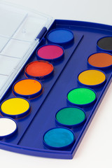 Set of watercolor paints isolated on white background