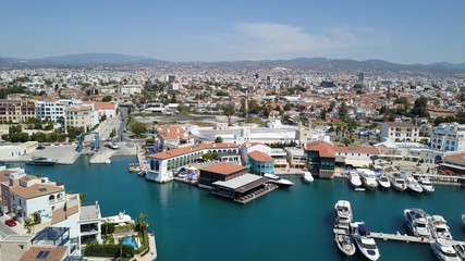 Aerial view of the new houses in marina, Limassol, Cyprus 2019