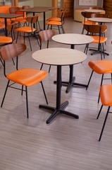 Tables and seats in cafe