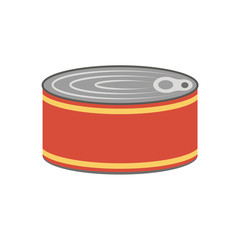 Round tin can with a key to open the lid.. Stock vector graphics. Isolated on a white background.
