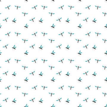 Seamless pattern. Mosquitoes on a white background.