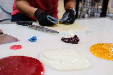 melted sugar for making candies in confectionary candy shop