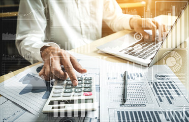Data Analysis for Business and Finance Concept. Graphic interface showing future computer...