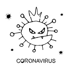 Vector Doodle Coronavirus or Cartoon Monster Vector Illustration