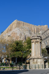 Obraz premium Choragic Monument of Lysicrates with Acropolis in the background, Athens