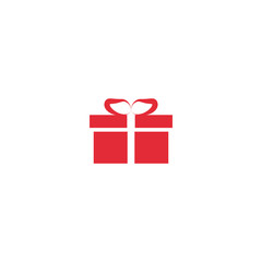 The icon of the gift. Icon for a holiday. Red on a white background.