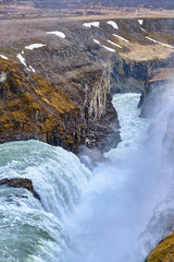 The beautiful and fast flowing GullFoss Waterfall on Southern Iceland formed by the Hvita River