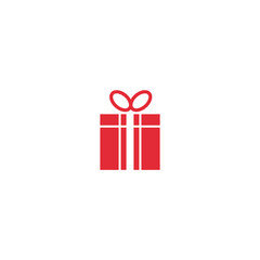 The icon of the gift. Icon for a holiday. Red on a white background.