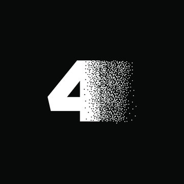 Initial Number 4 Particle Effect Logo Design