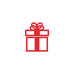 The icon of the gift. Icon for a holiday. Red on a white background.