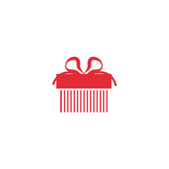 The icon of the gift. Icon for a holiday. Red on a white background.